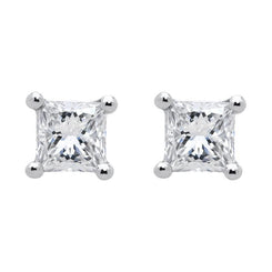 18ct White Gold 0.29ct Diamond Solitaire Princess Cut Stud Earrings, E2244.