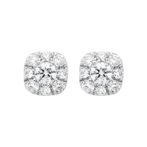 18ct White Gold 0.31ct Diamond Cushion Stud Earrings E2116