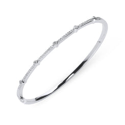 18ct White Gold 0.35ct Diamond Hinged Bangle, B1121.
