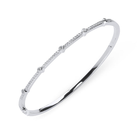 18ct White Gold 0.35ct Diamond Hinged Bangle, B1121.