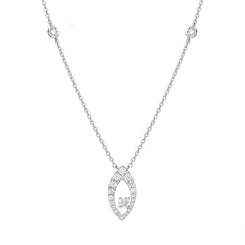 18ct White Gold 0.35ct Diamond Open Marquise Necklace FEU-1922