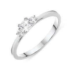 18ct White Gold 0.35ct Diamond Trilogy Ring R1116