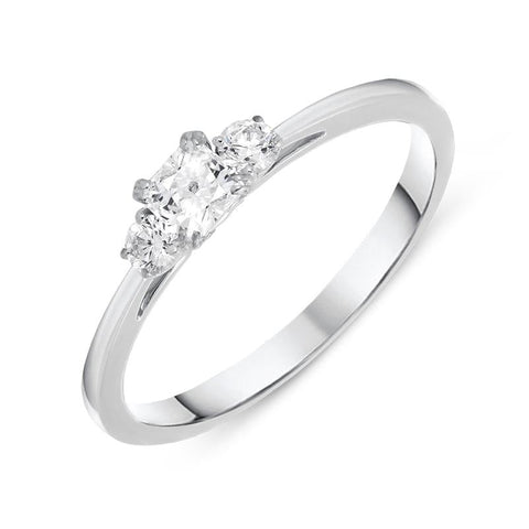 18ct White Gold 0.35ct Diamond Trilogy Ring R1116
