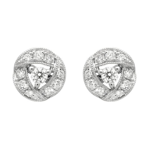 18ct White Gold 0.36ct Diamond Ribbon Edge Stud Earrings E2383
