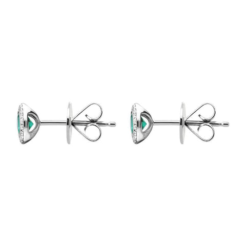 18ct White Gold 0.38ct Emerald Diamond Round Stud Earrings FEU-2027