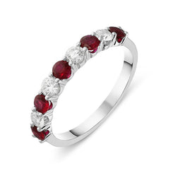 18ct White Gold 0.38ct Ruby Diamond Half Eternity Ring R1088