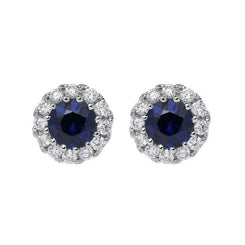 18ct White Gold 0.23ct Sapphire Diamond Halo Earrings, FEU-152.