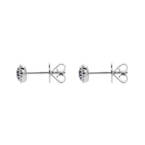 18ct White Gold 0.39ct Sapphire Diamond Halo Earrings, FEU-152.