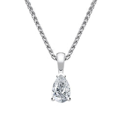 18ct White Gold 0.42ct Diamond Pear Cut Solitaire Necklace FEU-1981