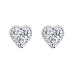 18ct White Gold 0.45ct Diamond Heart Stud Earrings, FEU-103.