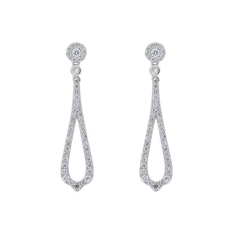 18ct White Gold 0.45ct Diamond Open Pear Drop Earrings, FEU-1385.