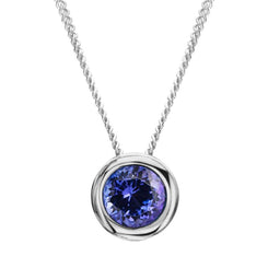 18ct White Gold 0.46ct Tanzanite Round Necklace FEU-2187