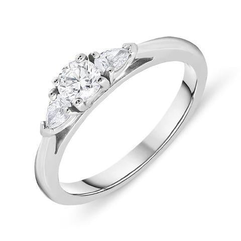 18ct White Gold 0.48ct Diamond Brilliant Cut Trilogy Ring, FEU-1182.