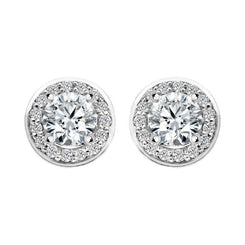 18ct White Gold 0.50ct Diamond Halo Stud Earrings, FEU-1624.