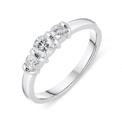 18ct White Gold 0.50ct Diamond Trilogy Bar Set Ring, FEU-443.