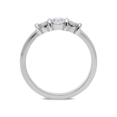 18ct White Gold 0.50ct Diamond Trilogy Bar Set Ring, FEU-443.