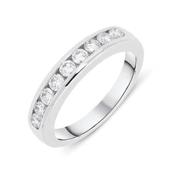 18ct White Gold 0.52ct Diamond Channel Set Half Eternity Ring, FEU-824.