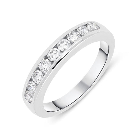 18ct White Gold 0.52ct Diamond Channel Set Half Eternity Ring, FEU-824.