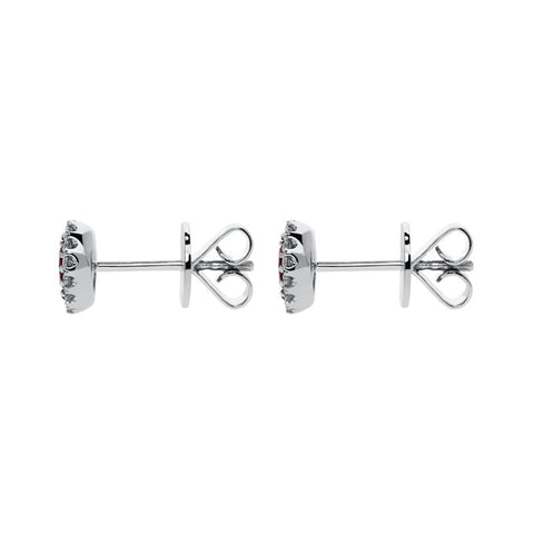 18ct White Gold 0.52ct Ruby Diamond Oval Stud Earrings, FEU-1240.