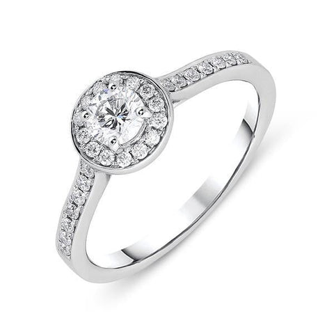 18ct White Gold 0.55ct Diamond Brilliant Cut Halo Ring