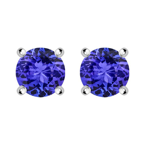 18ct White Gold 0.58ct Tanzanite Brilliant Cut Stud Earrings, TS1049E.