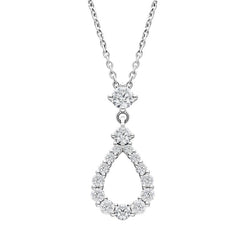 18ct White Gold 0.59ct Diamond Open Pear Necklace FEU-1924