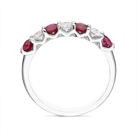 18ct White Gold 0.59ct Ruby Diamond Half Eternity Ring FEU-2038