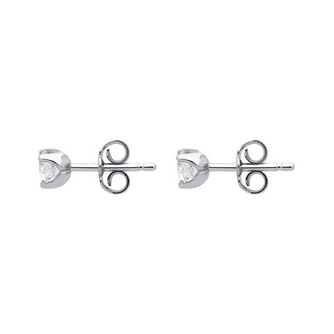 18ct White Gold 0.61ct Diamond Solitaire Stud Earrings, FEU-095.