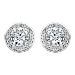 18ct White Gold 0.69ct Diamond Halo Stud Earrings, FEU-1252.