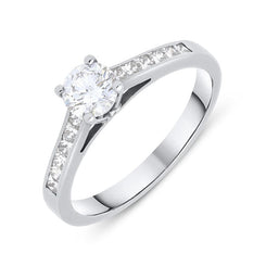 18ct White Gold 0.70ct Diamond Brilliant Cut Solitaire Ring, FEU-682.