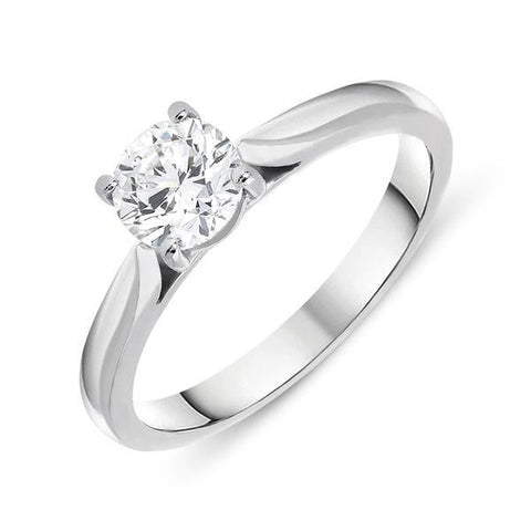 18ct White Gold 0.71ct Diamond Brilliant Cut Solitaire Ring, FEU-479.