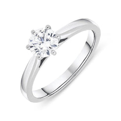18ct White Gold 0.71ct Diamond Brilliant Cut Solitaire Ring, FEU-648.