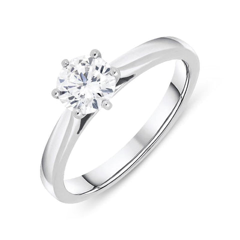 18ct White Gold 0.71ct Diamond Brilliant Cut Solitaire Ring, FEU-648.