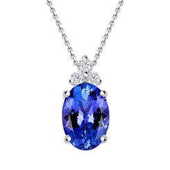 18ct White Gold 0.71ct Tanzanite Diamond Oval Cut Necklace TS1063P