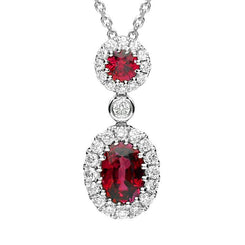 18ct White Gold 0.72ct Ruby 0.23ct Diamond Necklace. FEU-1400.
