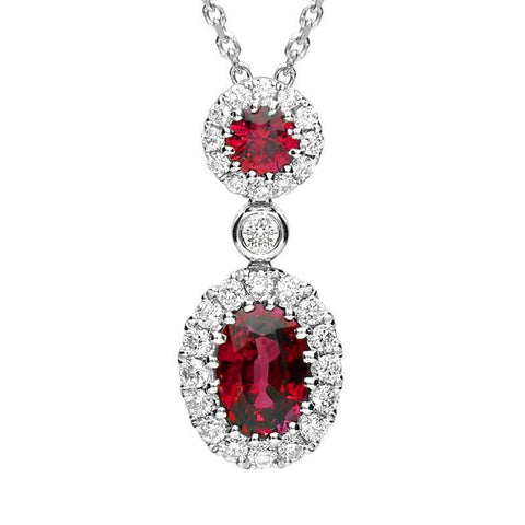 18ct White Gold 0.72ct Ruby 0.23ct Diamond Necklace. FEU-1400.