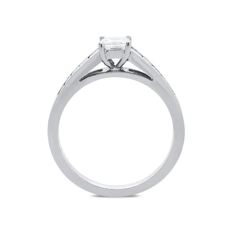 18ct White Gold 0.78ct Diamond Princess Cut Solitaire Ring, FEU-482.