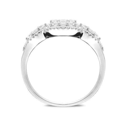 18ct White Gold 0.79ct Diamond Pave Set Cluster Ring R960