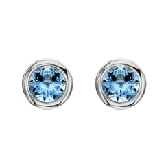 18ct White Gold 0.88ct Aquamarine Solitaire Stud Earrings FEU-2002