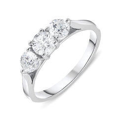 18ct White Gold 1.03ct Diamond Brilliant Cut Trilogy Ring
