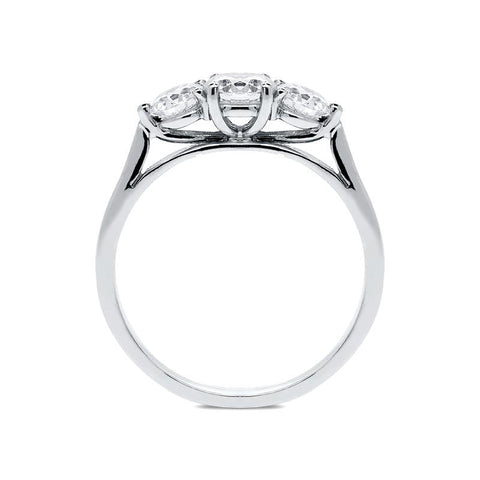 18ct White Gold 1.03ct Diamond Brilliant Cut Trilogy Ring, FEU-1329.