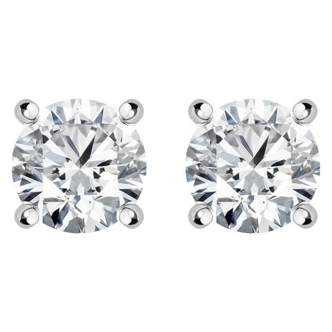 18ct White Gold 1.09ct Diamond Solitaire Stud Earrings, FEU-1612.