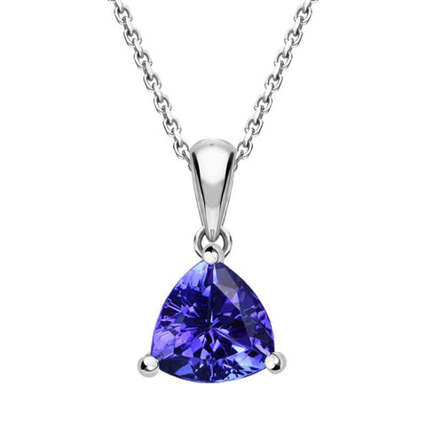 18ct White Gold 1.15ct Tanzanite Trilliant Cut Necklace, TS1055P