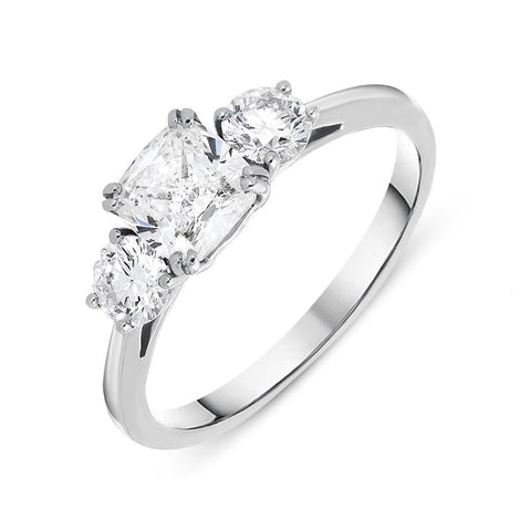 18ct White Gold 1.38ct Diamond Trilogy Ring R1117