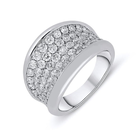 18ct White Gold 2.09ct Diamond Concave Dress Ring, DAS-004.