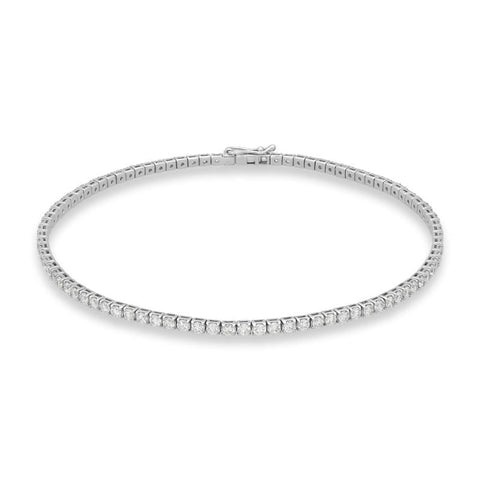 18ct White Gold 2.45ct Diamond Claw Set Tennis Bracelet. B1105.