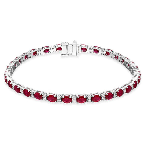 18ct White Gold 7.79ct Ruby 0.61ct Diamond Bracelet FEU-1214