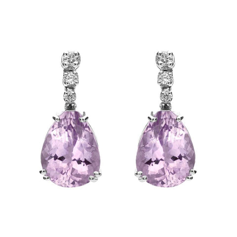 18ct White Gold 8.22ct Amethyst Diamond Drop Earrings, SH3AME-DI.