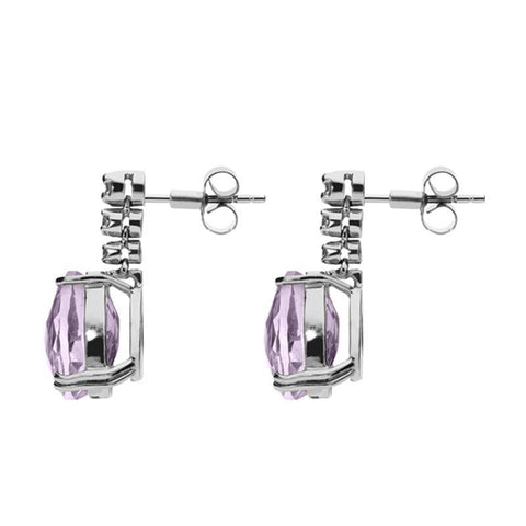 18ct White Gold 8.22ct Amethyst Diamond Drop Earrings, SH3AME-DI.
