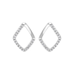18ct white gold earrings featuring a lozenge shape design adorned with diamonds totaling 0.28 carats. The earrings are set with a grain finish, enhancing their elegance and sparkle, making them a sophisticated accessory for any outfit